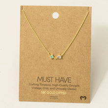 Load image into Gallery viewer, Gold Dipped Circle And Teardrop Cz Pendant Necklace: Pink