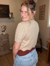 Load image into Gallery viewer, Lace-up hollowed-out short-sleeved cardigan