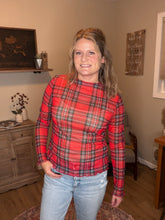 Load image into Gallery viewer, Plaid Mock Neck Long Sleeve Top