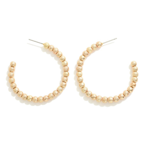 Dimpled Metal Beaded Hoop Earrings