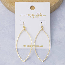 Load image into Gallery viewer, 18K Gold Dipped Hammered Marquise Drop Earrings