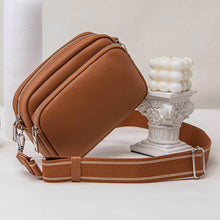 Load image into Gallery viewer, Solid Color Single Shoulder Zipper Bag: Brown