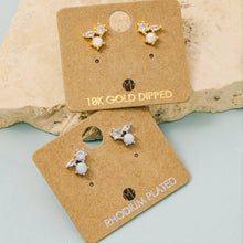Load image into Gallery viewer, Mini Triple Rhinestone Stud Earring