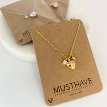 Load image into Gallery viewer, Triple Puffy Heart Diamond Pendant Necklace: Silver