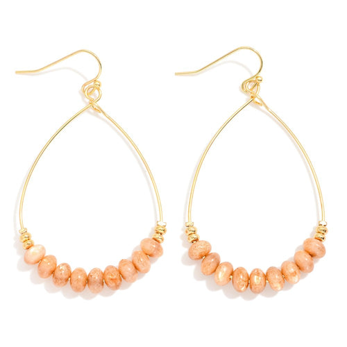 Wire Teardrop With Natural Stone Earrings