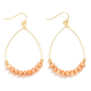 Wire Teardrop With Natural Stone Earrings