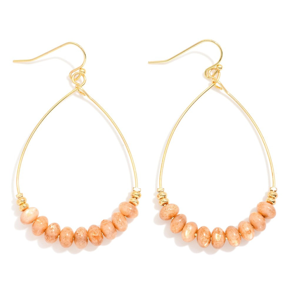 Wire Teardrop With Natural Stone Earrings