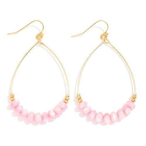 Wire Teardrop With Natural Stone Earrings