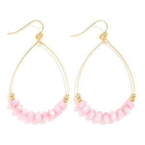 Wire Teardrop With Natural Stone Earrings