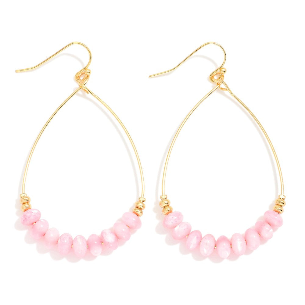 Wire Teardrop With Natural Stone Earrings