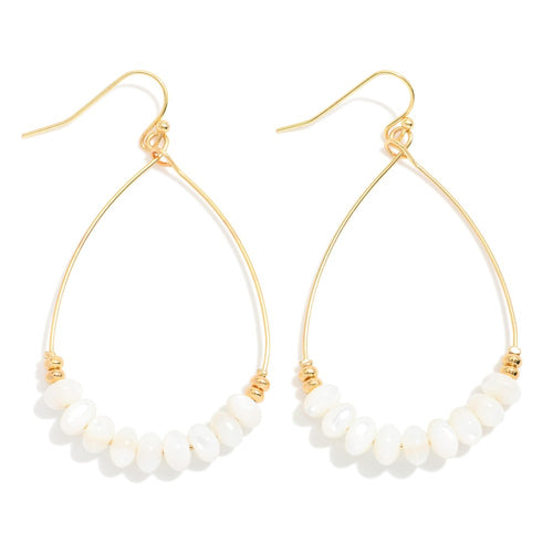 Wire Teardrop With Natural Stone Earrings
