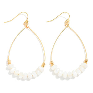Wire Teardrop With Natural Stone Earrings
