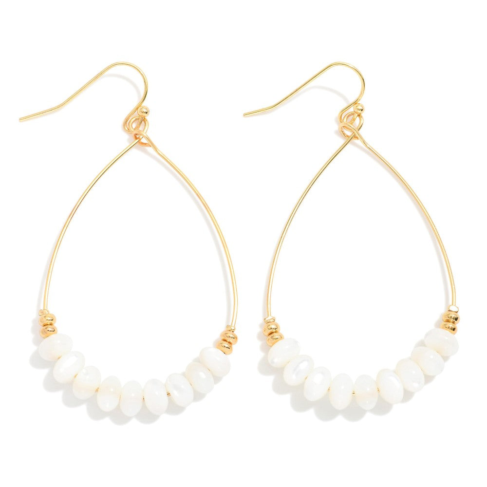 Wire Teardrop With Natural Stone Earrings