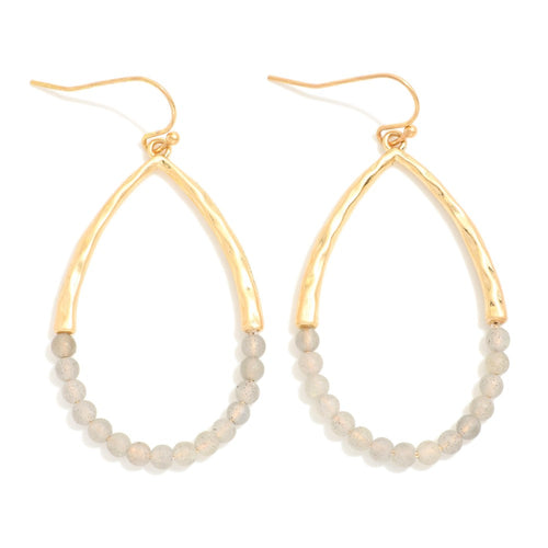 Metal and Stone Teardrop Earrings