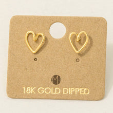 Load image into Gallery viewer, Gold Dipped Wire Heart Stud Earrings