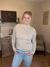 Load image into Gallery viewer, Striped Mock Neck Long Sleeve Top