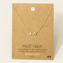 Load image into Gallery viewer, Gold Dipped Circle And Teardrop Cz Pendant Necklace: White
