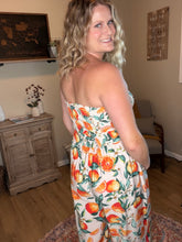 Load image into Gallery viewer, Citrus Print Strapless Wide Leg Jumpsuit