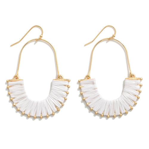 Raffia Accented Gold Tone Earrings