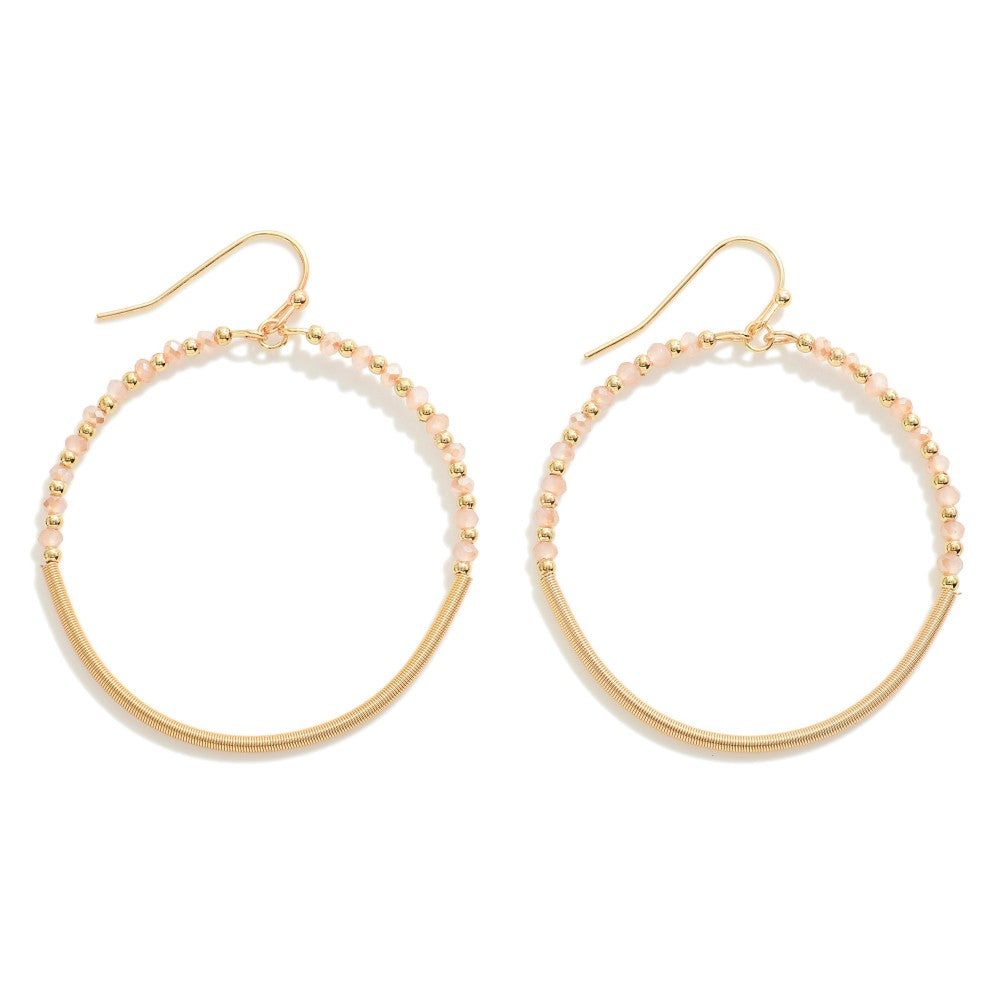 Circular Beaded Drop Earrings- Blush