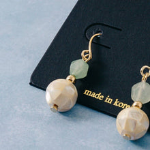 Load image into Gallery viewer, Sea Shell Ball And Faceted Gem Bead Dangle Earrings