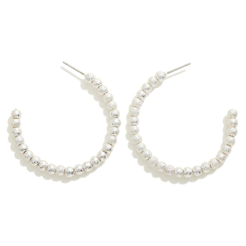 Dimpled Metal Beaded Hoop Earrings