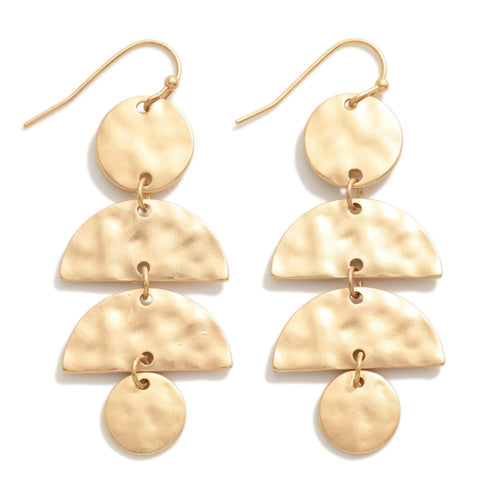 Hammered Geometric Drop Earrings