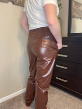 Load image into Gallery viewer, Smocked High Waist Leather Skinny Pants