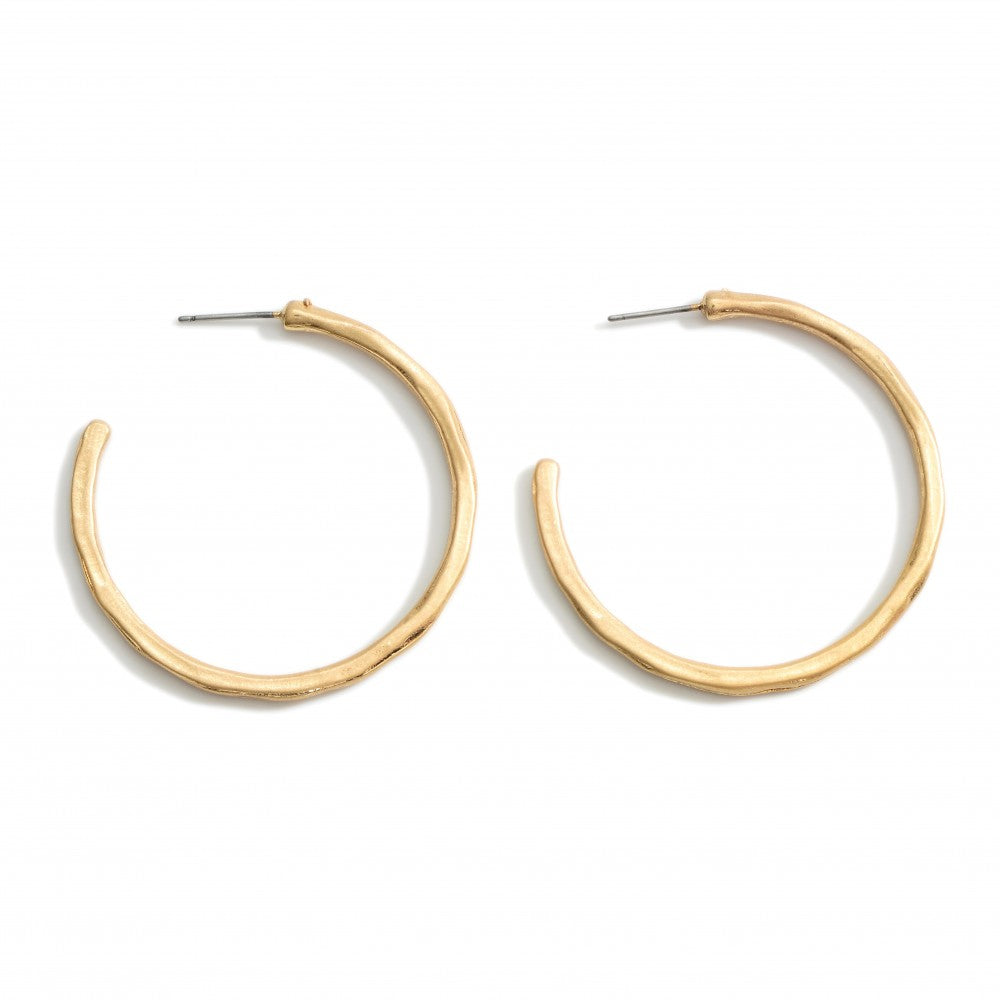 Hammered Metal Hoop Earrings
