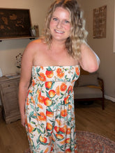 Load image into Gallery viewer, Citrus Print Strapless Wide Leg Jumpsuit