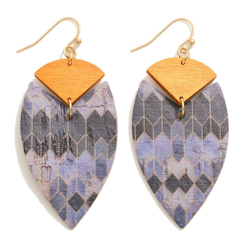 Printed Cork Teardrop Earring
