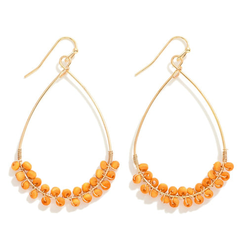 Dainty Wrapped Beaded Teardrop Earrings