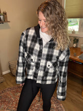 Load image into Gallery viewer, Hooded Plaid Crop Jacket