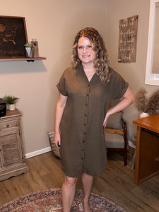 V-neck Button Up Dress