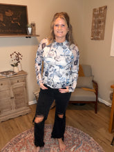 Load image into Gallery viewer, Floral Mesh High Neck Long Sleeve Sheath Top