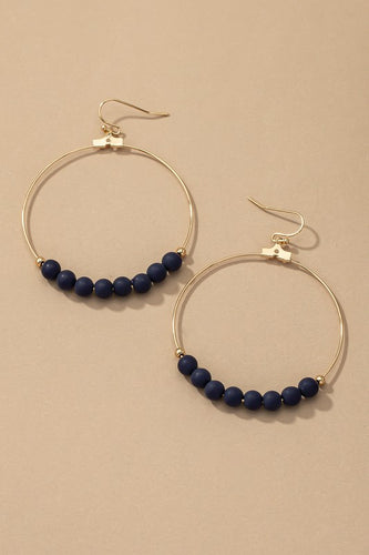 Thin Metal Hoop With Natural Stone Beads