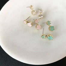 Load image into Gallery viewer, Cubic CZ Twin Earrings: Pink