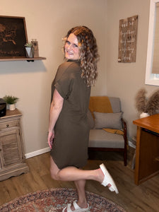 V-neck Button Up Dress
