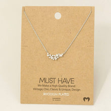 Load image into Gallery viewer, Gold Dipped Cluster Cz Bar Pendant Necklace: Silver