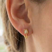 Load image into Gallery viewer, Gold Dipped Opal Tulip Stud Earrings