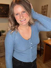 Load image into Gallery viewer, Brushed Ribbed Button-Front Top