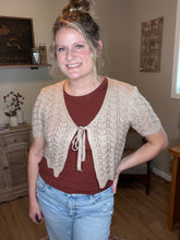 Load image into Gallery viewer, Lace-up hollowed-out short-sleeved cardigan