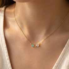 Load image into Gallery viewer, Gold Dipped Circle And Teardrop Cz Pendant Necklace: Turquoise