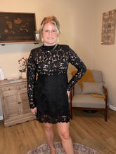 Load image into Gallery viewer, Lace Long Sleeve High Neck Dress