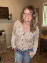 Load image into Gallery viewer, Button Down Sheer Sweater Knit Cardigan