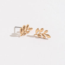 Load image into Gallery viewer, Leaf Stud Buds Earrings: Gold