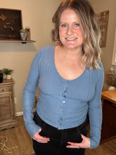 Load image into Gallery viewer, Brushed Ribbed Button-Front Top