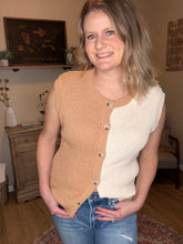 Load image into Gallery viewer, Colorblock Button Front Knit Top