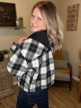 Load image into Gallery viewer, Hooded Plaid Crop Jacket