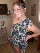 Load image into Gallery viewer, One Shoulder Printed drawstring jumpsuit